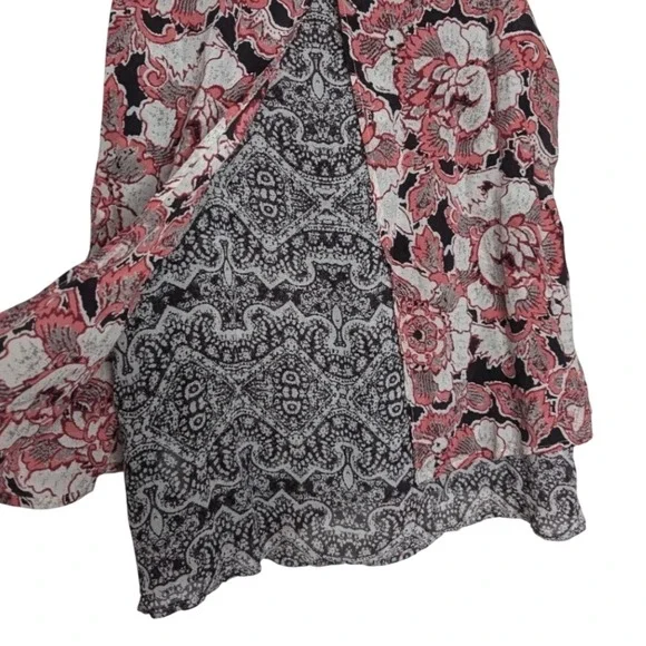 Lucky Brand Womens Floral Paisley Layered Split Front Tank Top Coral Cream Small - Picture 13 of 16